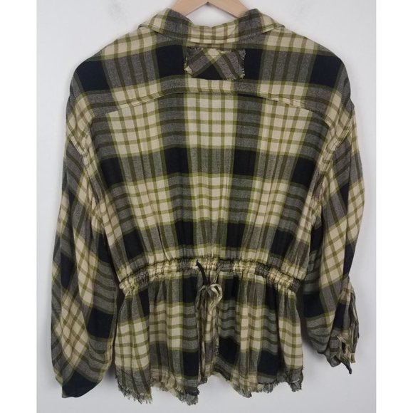 Free People We the Free Sz. S Pacific Dawn Top Wool Blend Green Plaid Top - Picture 8 of 10